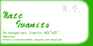 mate ivanits business card